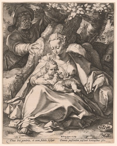 La Sainte Famille sous un cerisier - Hendrick Goltzius