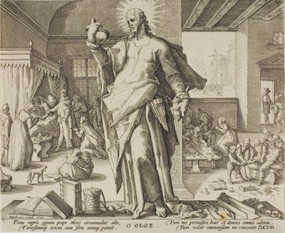 Le Médecin considéré comme Dieu, planche une des Allégories de la profession médicale - Hendrick Goltzius