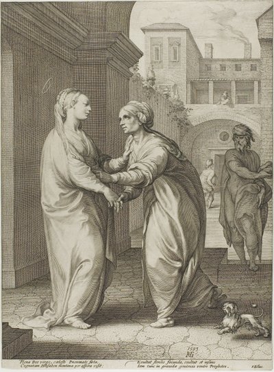 La Visitation, deuxième planche de La naissance et les débuts de la vie du Christ - Hendrick Goltzius
