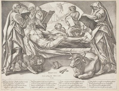 Le Christ mort et les quatre évangélistes - Hendrick Goltzius