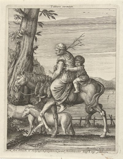 Femme et enfant à cheval - Hendrick Hondius (I)