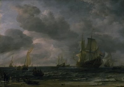 Navires dans une brise au large de la côte néerlandaise - Hendrick Jacobsz Dubbels