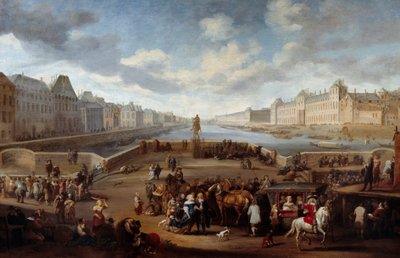 Vue de Paris avec le Louvre, prise du pont Henri IV (actuel Pont Neuf) - Hendrick Mommers