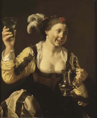 Une fille tenant un verre, vers 1620 - Hendrick ter Brugghen