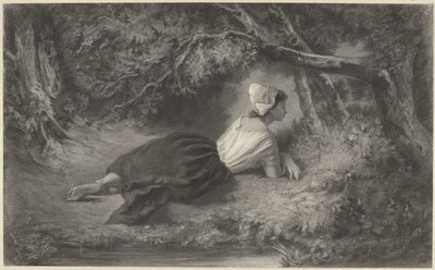 Fille allongée sous des arbres près d