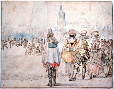 Le Roi et la Reine de Bohême sur glace - Hendrik Avercamp