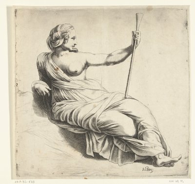 Une muse de la musique, femme assise avec une trompette - Hendrik Bary