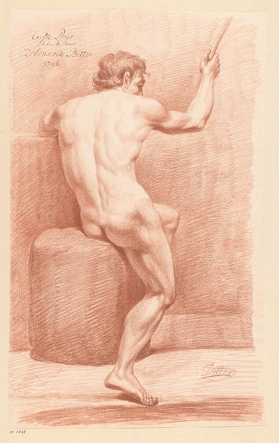 Nu masculin assis, vu de dos (1er prix 1796) - Hendrik Bitter
