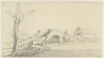 Paysage avec pont de pierre en ruine - Hendrik Chalon