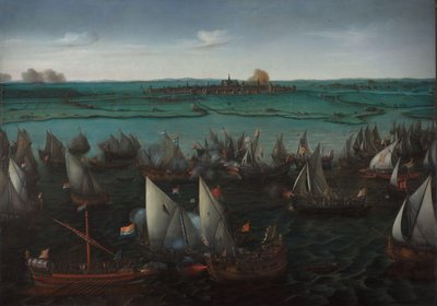 Bataille entre navires hollandais et espagnols sur le Haarlemmermeer - Hendrick Cornelisz. Vroom
