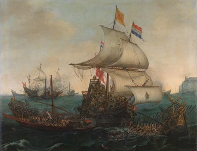 Navires néerlandais éperonnant des galères espagnoles au large de la côte anglaise, 3 octobre 1602 - Hendrick Cornelisz. Vroom