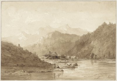 Paysage de montagne avec un lac - Hendrik Dirk Kruseman van Elten