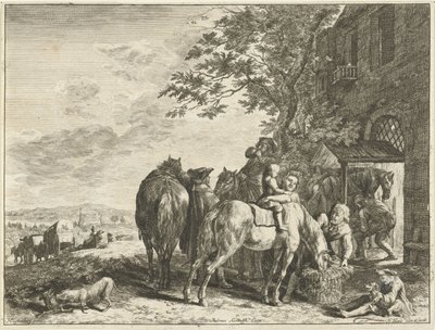 Voyageurs devant la forge (Cavaliers devant une auberge) - Hendrik Elandt