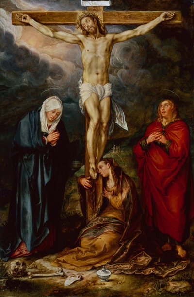 Christ en croix, avec Marie, Saint Jean et Madeleine - Hendrik Goltzius