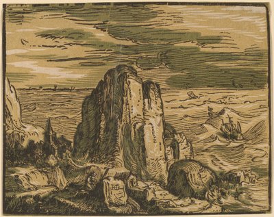Falaise sur un rivage - Hendrik Goltzius