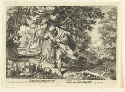 Tirésias bat deux serpents accouplés, d