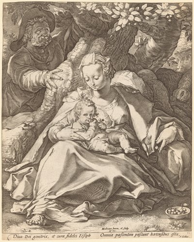 La Sainte Famille sous un cerisier - Hendrik Goltzius