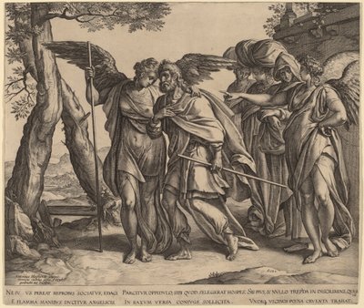Loth et ses filles quittant Sodome - Hendrik Goltzius after Anthonie van Blocklandt
