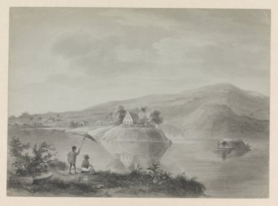 Vue sur une rivière avec quelques maisons, peut-être Berg en Dal - Hendrik Huygens