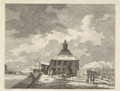 Porte de Muider affaissée, vue depuis le rempart, 1769 - Hendrik Keun