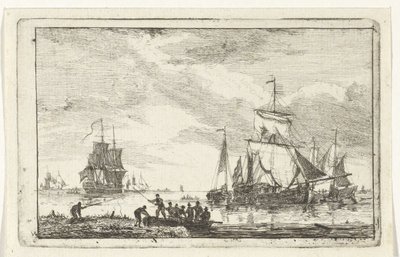 Vue de rivière avec pêcheurs - Hendrik Kobell