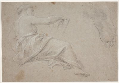 Femme drapée à demi-allongée avec un livre. Étude d