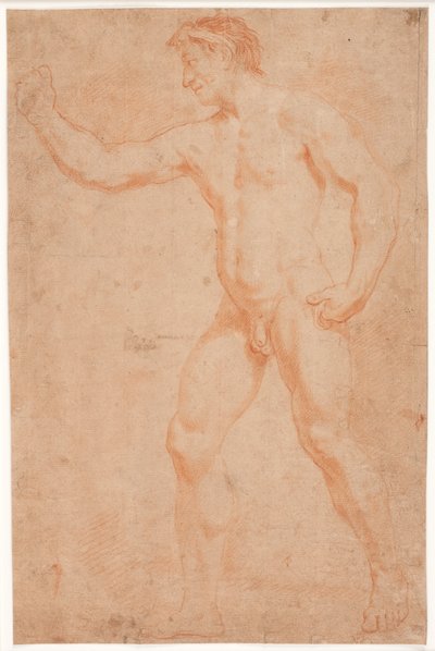 Étude de modèle masculin, debout, avec le bras levé - Hendrik Krock