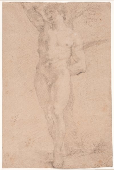 Jeune homme debout avec le bras droit levé - Hendrik Krock