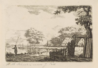 Paysage avec pêcheur - Hendrik Marcus Schouten