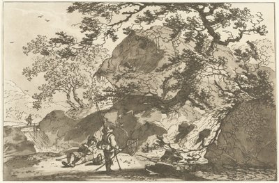 Paysage avec un pêcheur et un homme au repos (Douze dessins pour ceux qui apprennent à dessiner des paysages, série) - Hendrik Meijer