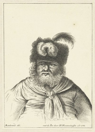 Homme assis avec un bonnet de fourrure - Hendrik Nieuwenhuysen