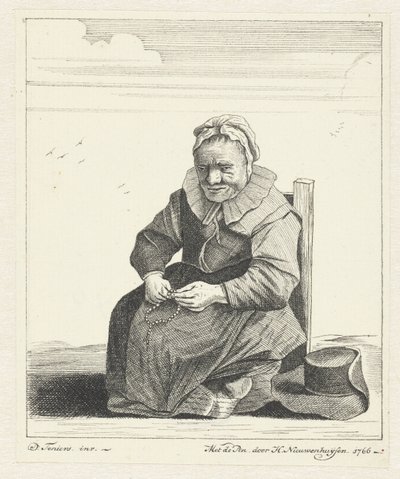 Vieille femme assise avec un chapelet - Hendrik Nieuwenhuysen