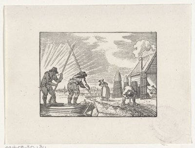 Figures dans une tourbière travaillant la tourbe - Hendrik Numan