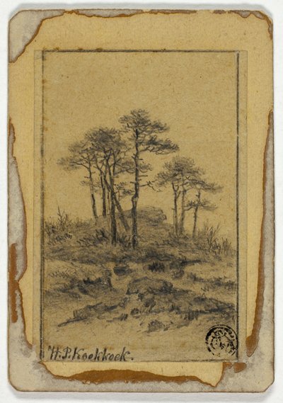 Arbres sur une colline rocheuse - Hendrik Pieter Koekkoek
