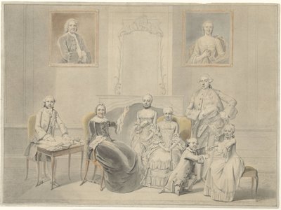 Les enfants de Pieter Cornelis Hasselaer et Clara Wendela Sautijn, dont les portraits sont accrochés au mur, avec leur grand-mère Wendela Eleonora Reael - Hendrik Pothoven