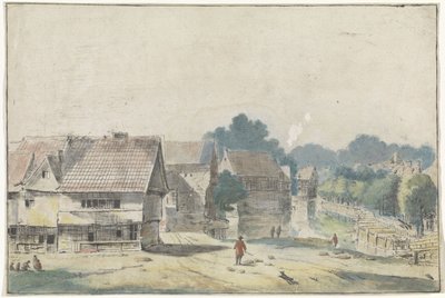 Vue dans un village avec des maisons à colombages - Hendrik Spilman