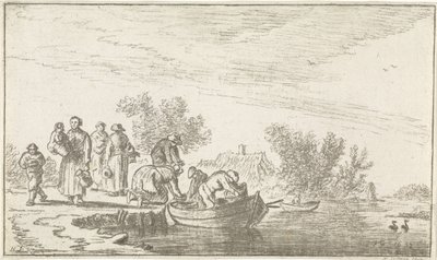 Paysage fluvial avec bateau à rames amarré - Hendrik Spilman