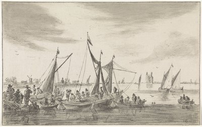 Vue de rivière avec voiliers - Hendrik Spilman