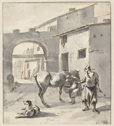 Maréchal-ferrant dans une ville italienne - Hendrik Verschuring