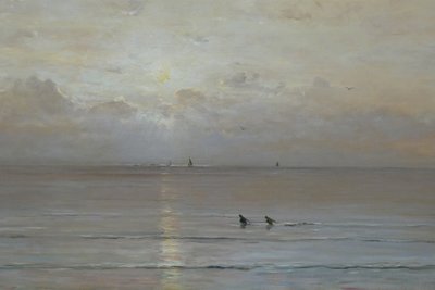 Néerlandais : Coucher de soleil avec des pêcheurs de crevettes - Hendrik Willem Mesdag