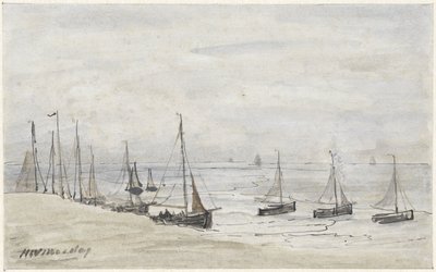 Barques de pêcheurs sur la plage - Hendrik Willem Mesdag