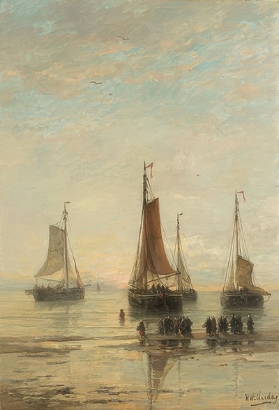 Navires au mouillage, Scheveningen, 1860-89 - Hendrik Willem Mesdag