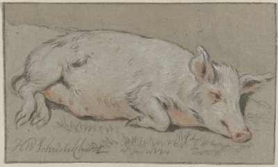 Cochon couché - Hendrik Willem Schweickhardt (signed by artist)