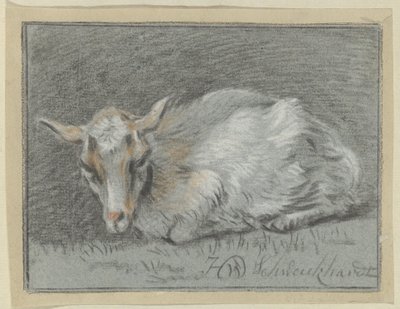 Chèvre couchée - Hendrik Willem Schweickhardt (signed by artist)