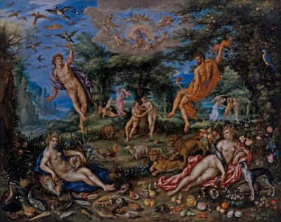 Les Quatre Éléments, avec des scènes de la Genèse au-delà - Hendrik de & Alsloot Denis van (c.1573 1625/26) Clerck