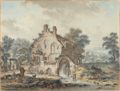 Moulin à eau rustique dans une ruine gothique - Hendrik de Meyer II