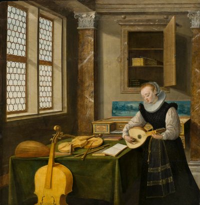 Dame jouant du luth, vers 1610 - Hendrik the Younger Steenwyck