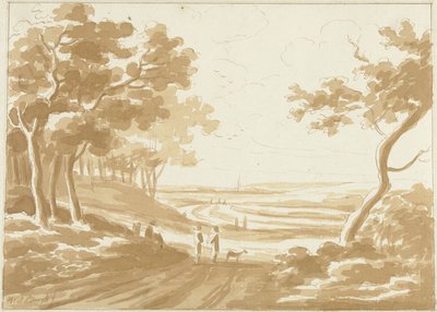 Paysage avec un chemin où marchent des gens - Hendrik van der Burgh