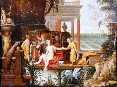 Bethsabée au bain avec ses servantes - Hendrik van the Elder Balen