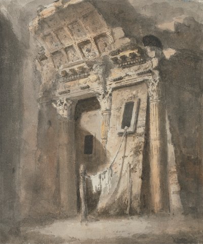 Arc en ruine avec une ligne de lavage, peut-être à Rome - Heneage Finch fourth Earl of Aylesford